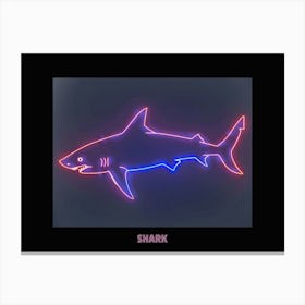 Neon Pink Sign Inspired Shark Poster 5 Canvas Print