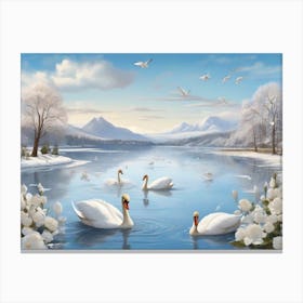 Swans On The Lake Canvas Print
