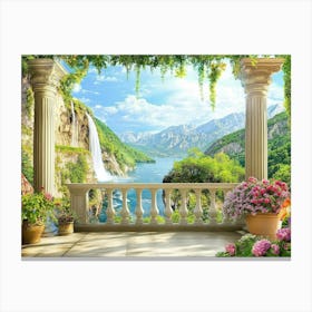 Balcony Overlooking A Waterfall Canvas Print