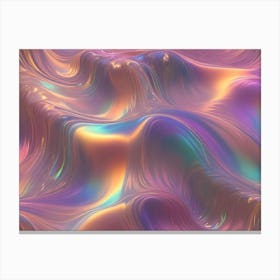 A Captivating Abstract Image Of Swirling, Fluid Colors In Shades Of Purple, Blue, And Orange, Creating A Mesmerizing And Iridescent Visual Effect Canvas Print