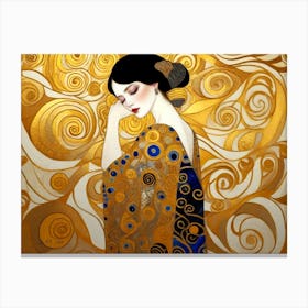 The Sleeping Concubine Cirlce Elements as a Minimal And Gold Color Illustration Canvas Print