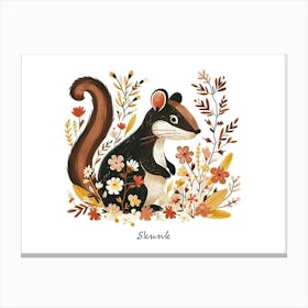 Little Floral Skunk Poster Canvas Print