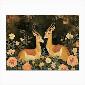 Floral Animal Illustration Gazelle 2 Canvas Print