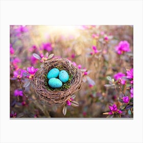 Easter Eggs In A Bird'S Nest Canvas Print