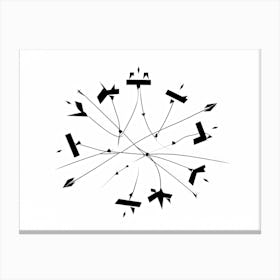 Abstract Composition Featuring A Black Hand Formed By A Constellation Of Arrows And Pointers Set In (1) 2 Canvas Print