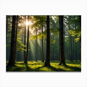 Sunrise In The Forest 5 Canvas Print