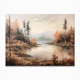 A Painting Of A Lake In Autumn 16 Canvas Print