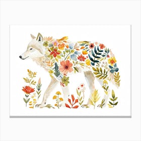 Little Floral Arctic Wolf 3 Canvas Print