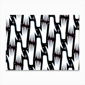 Hands Pattern White In Black Canvas Print