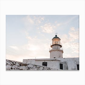 Mykonos Lighthouse Landscape Photography Canvas Print