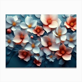 Assorted 3d Flowers in an Abstract Canvas Print