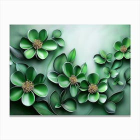 3d Abstract Floral Background with Green Flowers Leinwandbilder