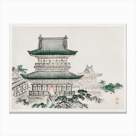Japanese Architecture, Kōno Bairei Canvas Print