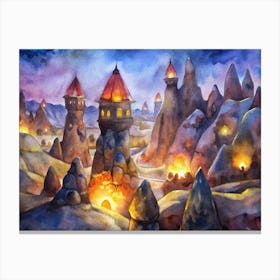 A Glowing Design Of The Fairy Chimneys In Cappadoc (1) Canvas Print