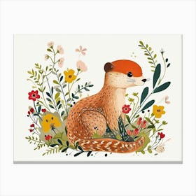 Little Floral Ferret 1 Canvas Print