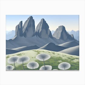 Mountains and Dandelions Canvas Print