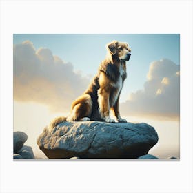 Dog And The Top Canvas Print