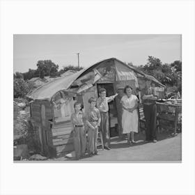 Family In Front Of Shack Home Near Mays Avenue Camp,Oklahoma City, Oklahoma, He Had Farmed Near Norma Canvas Print