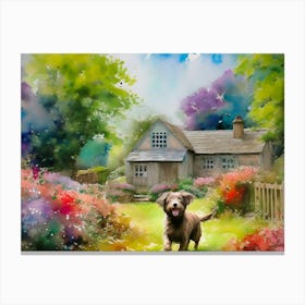 Dog In The Garden Canvas Print