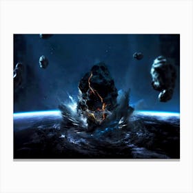 Planet explosion. Apocalypse in space #6 — space poster, space photo art, collage Canvas Print