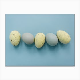 Eggs On A Blue Background Canvas Print