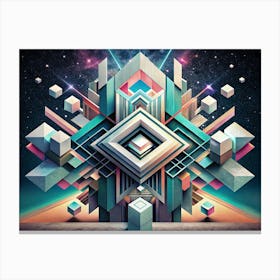 Abstract Geometric Composition With Cubes And Lines Canvas Print