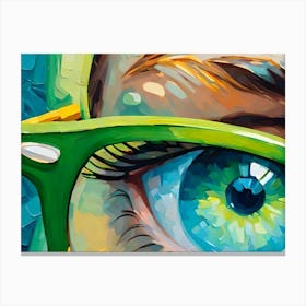 Blue Eye With Green Rimmed Glasses 2 Canvas Print