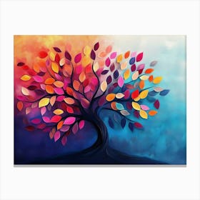 Elegant Colorful Tree With Vibrant Leaves Hanging Branches 12 Canvas Print