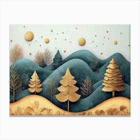 Christmas Trees In The Mountains Canvas Print