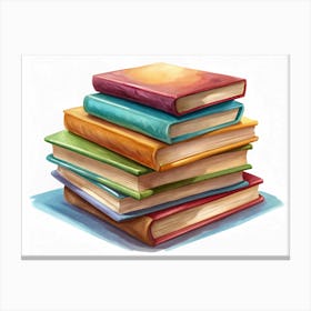 Stack Of Colorful Books On White Background Canvas Print