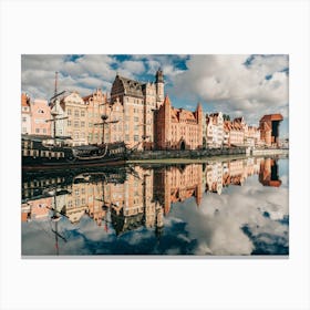 Reflections Of The Harbour In Gdansk In Poland Canvas Print