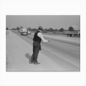 Hitchhiker At City Limits Of Waco, Texas By Russell Lee Canvas Print