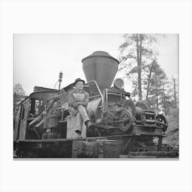 Logging Locomotive And Operator,Baker County, Oregon By Russell Lee Canvas Print