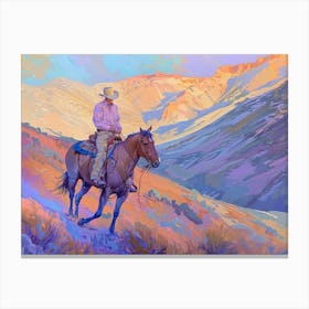 Cowboy Painting Rocky Mountains 4 Canvas Print
