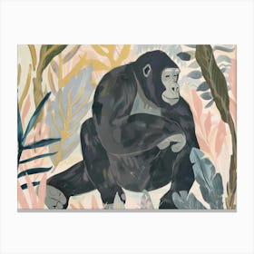 Gorillas Tropical Jungle Illustration 3 Canvas Print