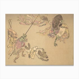 Night Parade of A Hundred Demons Kawanabe Kyosai Vintage Japanese Woodblock Print Yokai 17 Canvas Print