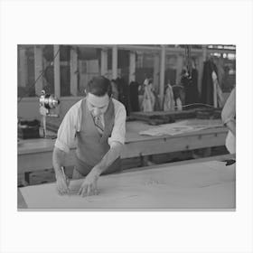 Louis Gushen, Chief Cutter In The Cooperative Garment Factory At Jersey Homesteads, Is Cutting The Pattern For Canvas Print