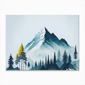 Mountain And Forest In Minimalist Watercolor Horizontal Composition 269 Canvas Print