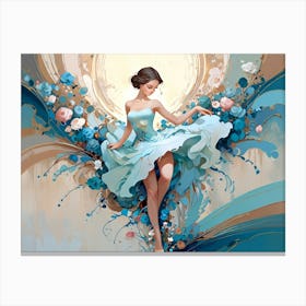 Ballerina In Blue Dress Canvas Print