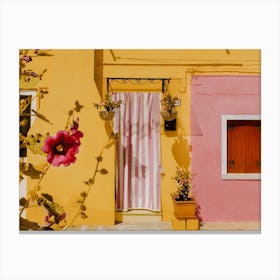 Flower Burano Door, Italy Canvas Print