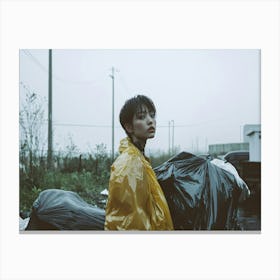 Girl In A Yellow Raincoat Canvas Print