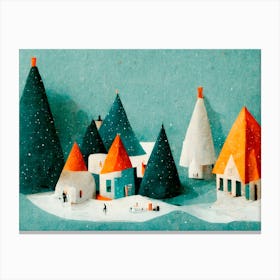 Cute Paper Village Canvas Print