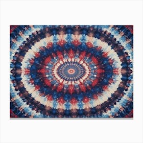 Abstract Circular Pattern With Red, White, And Blue Tie Dye Design Canvas Print