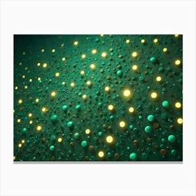 A Sea Of Green And Gold Spheres With Glowing Accents Creates A Mesmerizing And Abstract Textured Surface Canvas Print