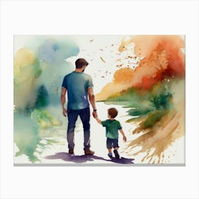 Father And Son Walking Father's Day Canvas Print