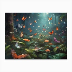 Butterflies In The Forest Canvas Print