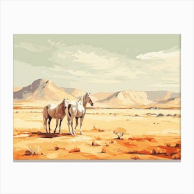 Horses Painting In Namib Desert, Namibia, Landscape 4 Canvas Print