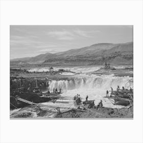 Untitled Photo, Possibly Related To Indians Fishing For Salmon At Celilo Falls, Oregon By Russell Lee Canvas Print