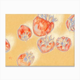 Strawberries In Blue Composition Kitchen Fruit Illustration Canvas Print