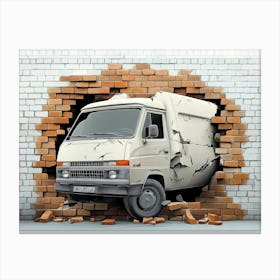 The Van Smashed Through A Brick Wall 2 Canvas Print